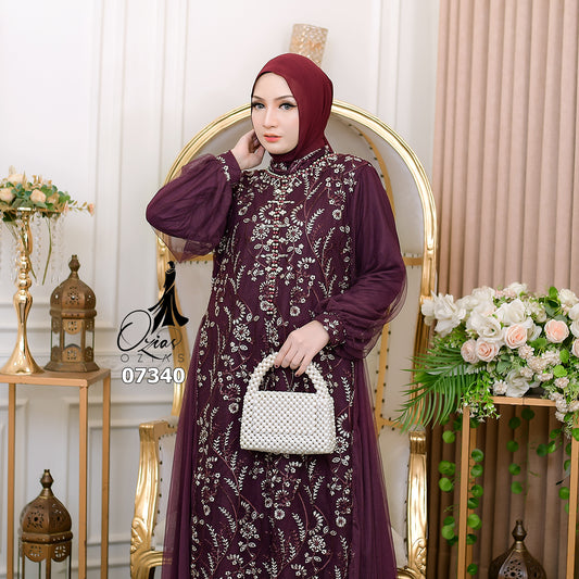 GAMIS OZIAS TILE 07340 LD 105 120 140 I Gamis Kondangan Wanita I Gamis Fashion Lebaran 2XL 4XL