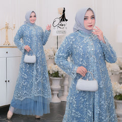 GAMIS OZIAS TILE 07261 LD 105 I Gamis Kondangan Cantik I Gamis Malay Mewah