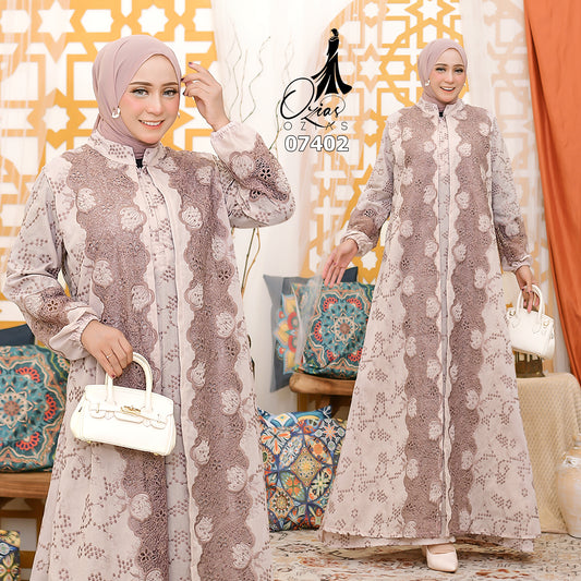 GAMIS OZIAS KATUN BORDIR KRANCANG 07402 LD 105 I Gamis Lebaran Cantik I Gamis Fashion Casual
