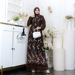 GAMIS OZIAS TILE MAHOGANY 07326 LD 105 I Gamis Kondangan Wanita I Gamis Fashion Lebaran
