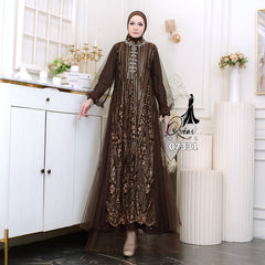 GAMIS OZIAS TILE MAHOGANY 07331 LD 105 I Gamis Kondangan Wanita I Gamis Fashion Casual