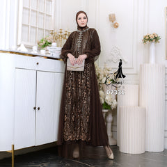 GAMIS OZIAS TILE MAHOGANY 07331 LD 105 I Gamis Kondangan Wanita I Gamis Fashion Casual