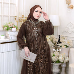 GAMIS OZIAS TILE MAHOGANY 07331 LD 105 I Gamis Kondangan Wanita I Gamis Fashion Casual