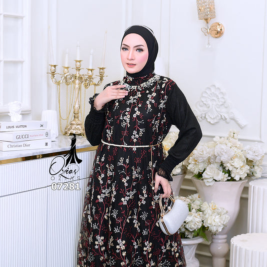 GAMIS OZIAS TILE 07281 LD 105 I Gamis Kondangan Wanita I Gamis Fashion Casual