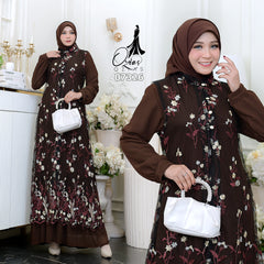 GAMIS OZIAS TILE MAHOGANY 07326 LD 105 I Gamis Kondangan Wanita I Gamis Fashion Lebaran