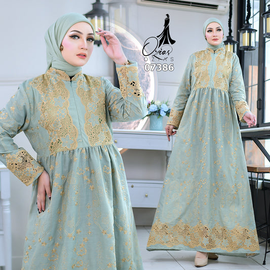 GAMIS OZIAS KATUN KRANCANG 07386 LD 105 I Gamis Kondangan Wanita I Gamis Lebaran