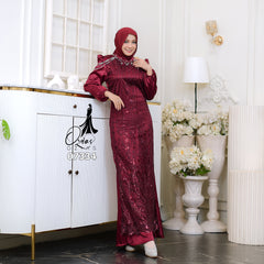 GAMIS OZIAS SATIN VALVET 07334 LD 105 I Gamis Kondangan Wanita I Gamis Fashion Casual Lebaran