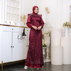 GAMIS OZIAS SATIN VALVET 07334 LD 105 I Gamis Kondangan Wanita I Gamis Fashion Casual Lebaran