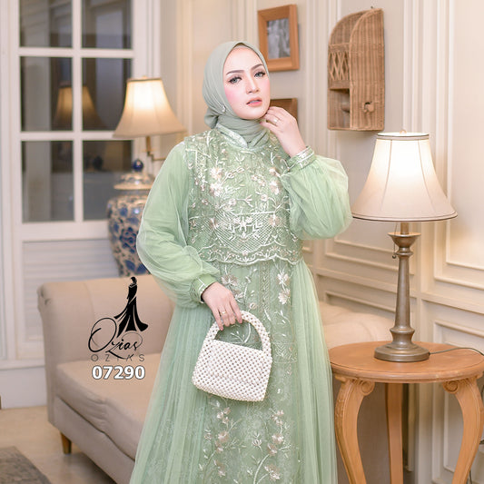GAMIS OZIAS TILE CHANTILY 07290 LD 105 I Gamis Fashion Kondangan I Gamis Cantik Wisuda