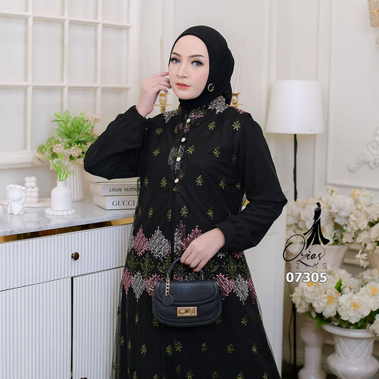 GAMIS OZIAS TILE CERUTY 07305 LD 105 I Gamis Kondangan Casual I Gamis Fashion Remaja
