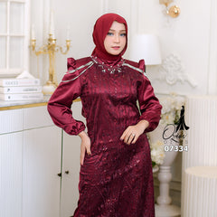 GAMIS OZIAS SATIN VALVET 07334 LD 105 I Gamis Kondangan Wanita I Gamis Fashion Casual Lebaran