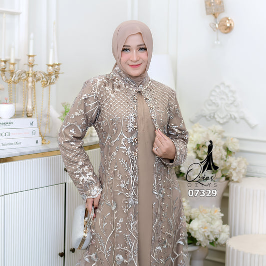 GAMIS OZIAS TILE 07329 LD 105 I Gamis Kondangan Cantik I Gamis Lebaran Casual
