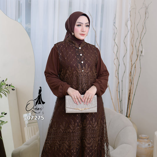 GAMIS OZIAS TILE 07275 LD 105 120 I Gamis Kondangan Casual I Gamis Formal Wanita 2XL