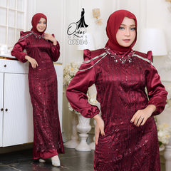 GAMIS OZIAS SATIN VALVET 07334 LD 105 I Gamis Kondangan Wanita I Gamis Fashion Casual Lebaran