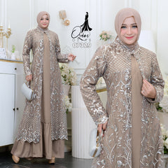 GAMIS OZIAS TILE 07329 LD 105 I Gamis Kondangan Cantik I Gamis Lebaran Casual