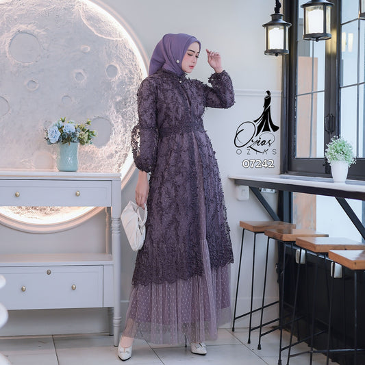 GAMIS OZIAS TILE 07242 LD 105 I Gamis Kondangan Wanita I Gamis Fashion Casual