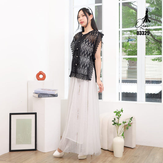 VEST OUTER OZIKO BROKAT ARGYLIE 03325 LD 105 I Outer Casual Wanita I Luaran Remaja Cantik
