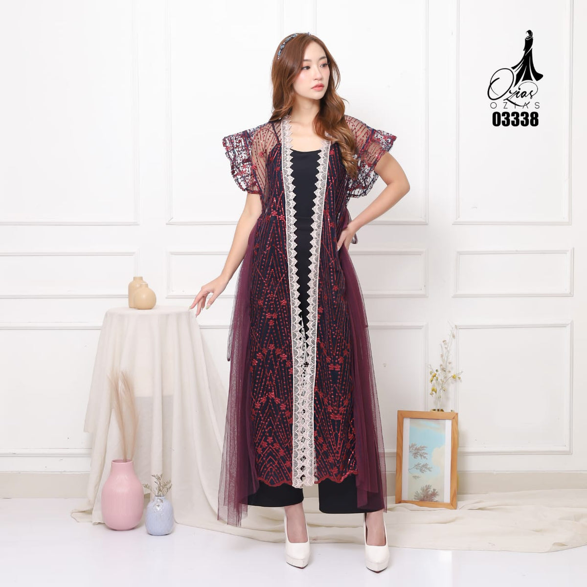 VEST OUTER TILE OZIKO 03338 LD 105 I Outer Kondangan Wanita I Outer Casual Remaja