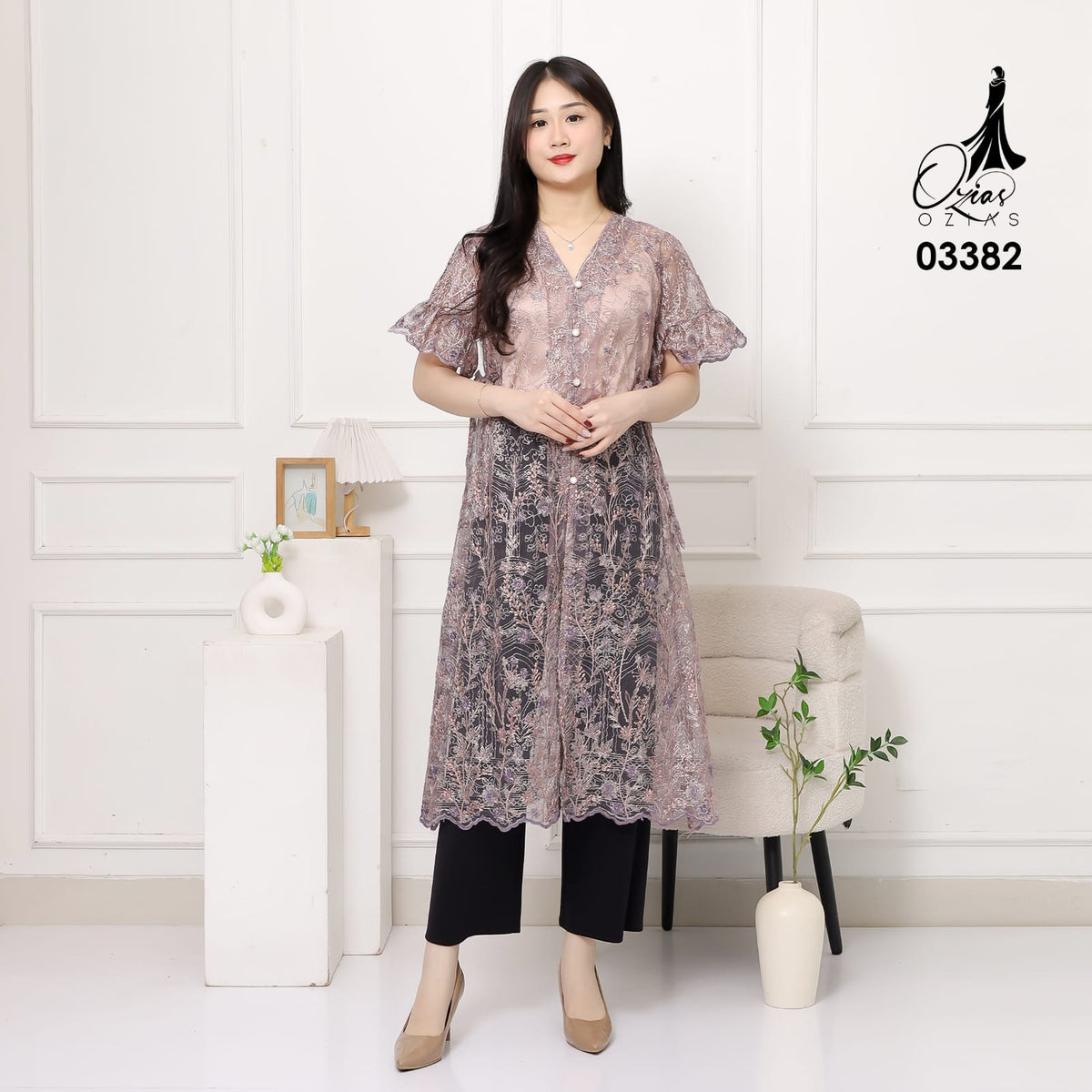 VEST OUTER TILE OZIKO CHANTILY 03382 LD 105 I Outer Kondangan Wanita I Outer Casual Remaja