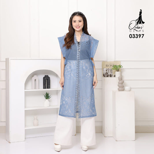 VEST OUTER TILE BROKAT OZIKO 03397 LD 105 I Outer Kondangan Wanita I Outer Casual Remaja