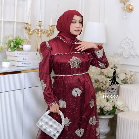 GAMIS OZIAS TILE 07332 LD 105 I Gamis Kondangan Wanita I Gamis Fashion Casual