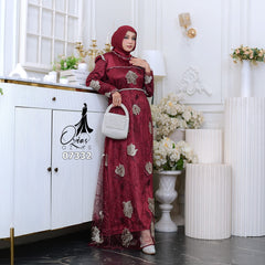 GAMIS OZIAS TILE 07332 LD 105 I Gamis Kondangan Wanita I Gamis Fashion Casual