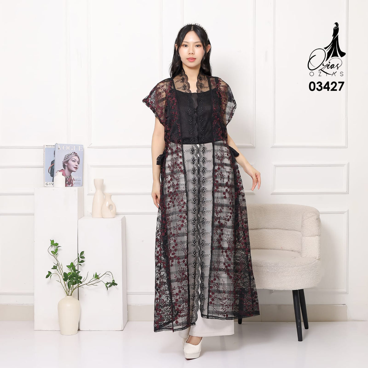 VEST OUTER TILE OZIKO 03427 LD 105 I Vest Kondangan Wanita I Vest Outer Casual