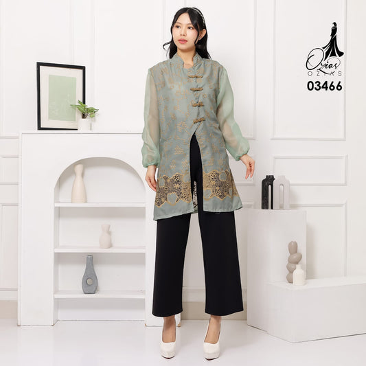 VEST OUTER TILE OZIKO KATUN ORGANZA 03466 LD 105 I Vest Outer Katun I Vest Lebaran Cantik