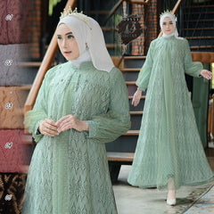 GAMIS OZIAS BROKAT CORNELI 09553 LD 105 | Gamis Pesta Wisuda | Gamis Mewah