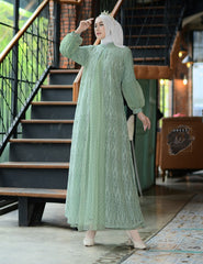 GAMIS OZIAS BROKAT CORNELI 09553 LD 105 | Gamis Pesta Wisuda | Gamis Mewah