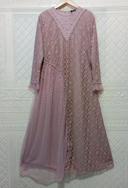 GAMIS OZIAS BROKAT POLKA 09218 LD 105 & LD 120 I Gamis Fashion Remaja I Gamis Pesta Kondangan Muslim Nyaman Dress Mewah