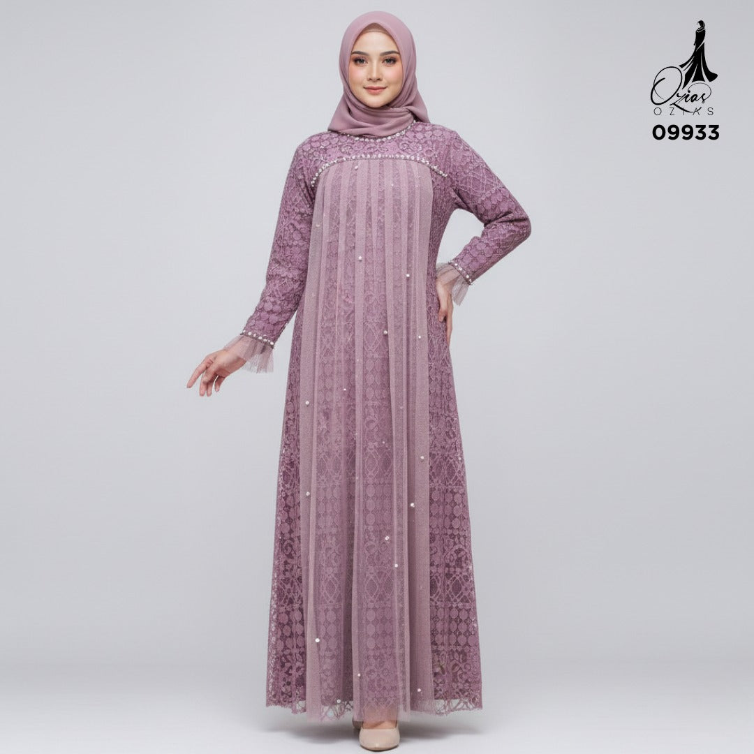 GAMIS OZIAS BROKAT FIMELA 09933 LD 105 120 140 I Gamis Kondangan Jumbo I Fashion Muslimah I Jumbo 2XL 4XL
