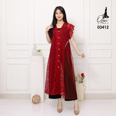 VEST OUTER BROKAT OZIKO 03412 LD 105 I Outer Kondangan Wanita I Outer Casual Remaja