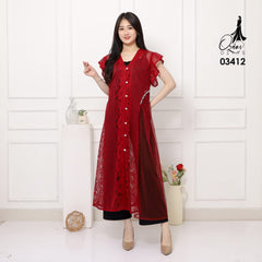 VEST OUTER BROKAT OZIKO 03412 LD 105 I Outer Kondangan Wanita I Outer Casual Remaja