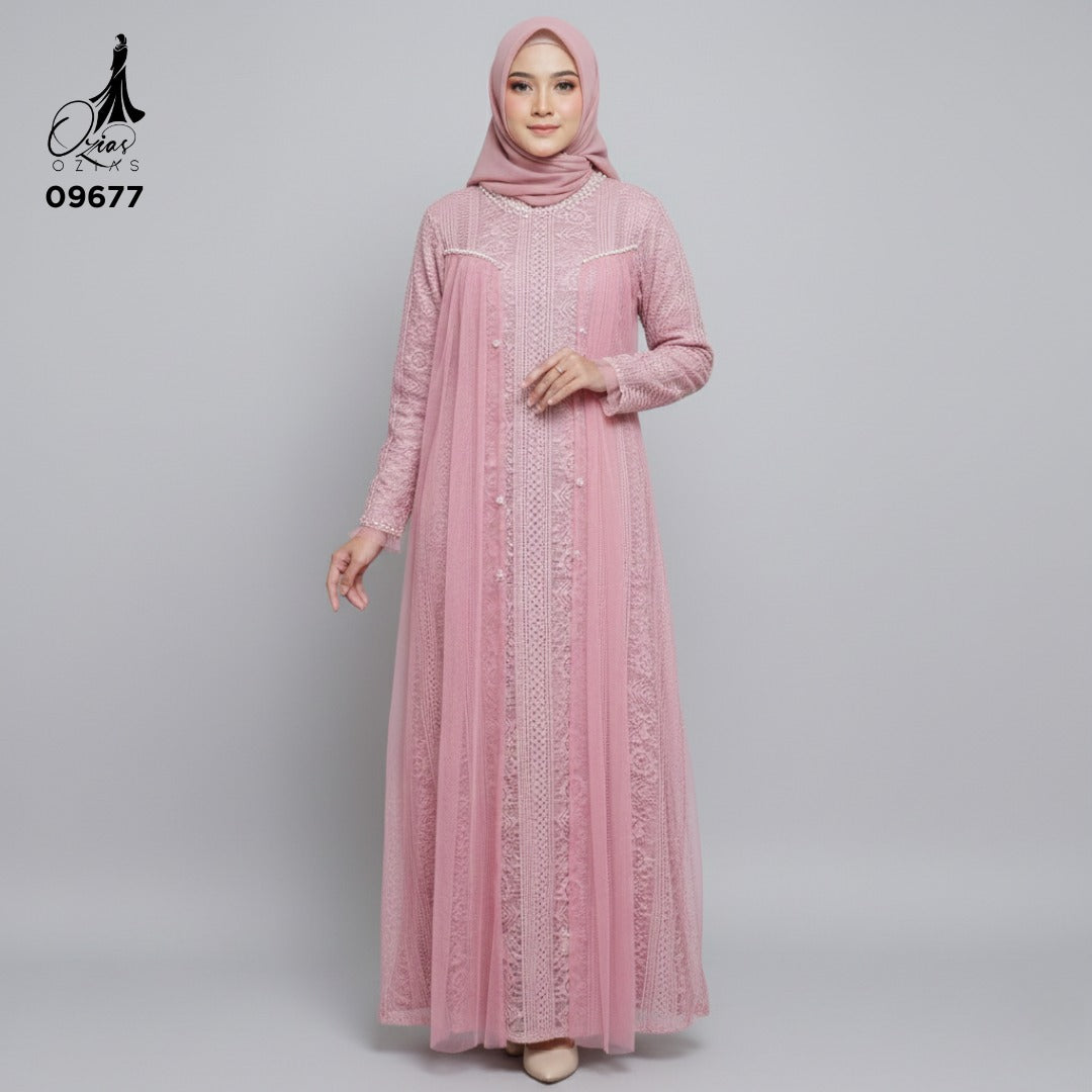 GAMIS OZIAS BROKAT 09677 LD 105 I Gamis Kondangan Simpel I Gamis Casual Remaja Nyaman