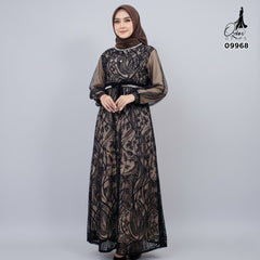 GAMIS OZIAS BROKAT PREMIUM 09968 LD 105 I Gamis Tangan Balon I Gamis Kondangan Muslim Nyaman