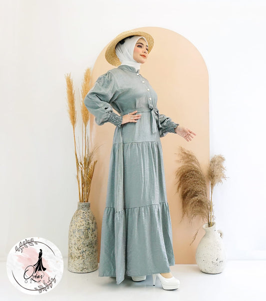 GAMIS OZIAS SHIMMER 06425 LD 105 I Gamis Polos Adem I Fashion Muslimah Simpel l Busui Friendly Nyaman Panjang