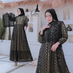 GAMIS OZIAS BROKAT FIMELA 09981 LD 105 I Gamis Fashion Muslimah I Busana Wisuda  Nyaman Panjang