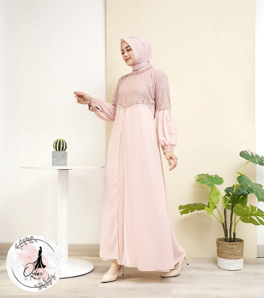 GAMIS OZIAS SIFON COMBI BROKAT ARGYLIE 09869 LD 105CM I Fashion Muslim Simpel Nyaman Panjang