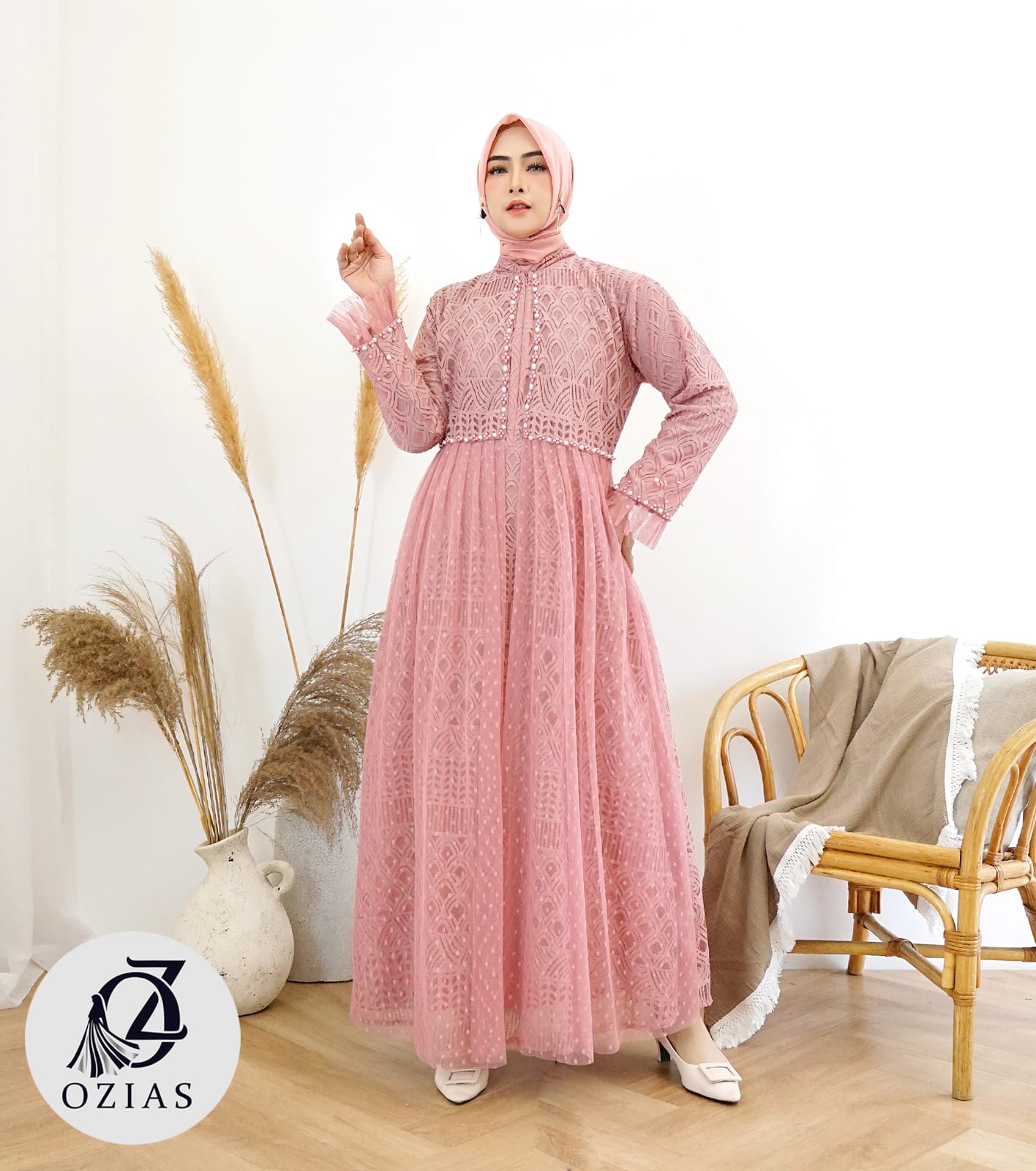 GAMIS OZIAS BROKAT BALIYA 09817 LD 105 I Gamis Wanita Cantik I Gamis Wanita Muslimah Busui Friendly