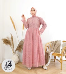 GAMIS OZIAS BROKAT BALIYA 09817 LD 105 I Gamis Wanita Cantik I Gamis Wanita Muslimah Busui Friendly