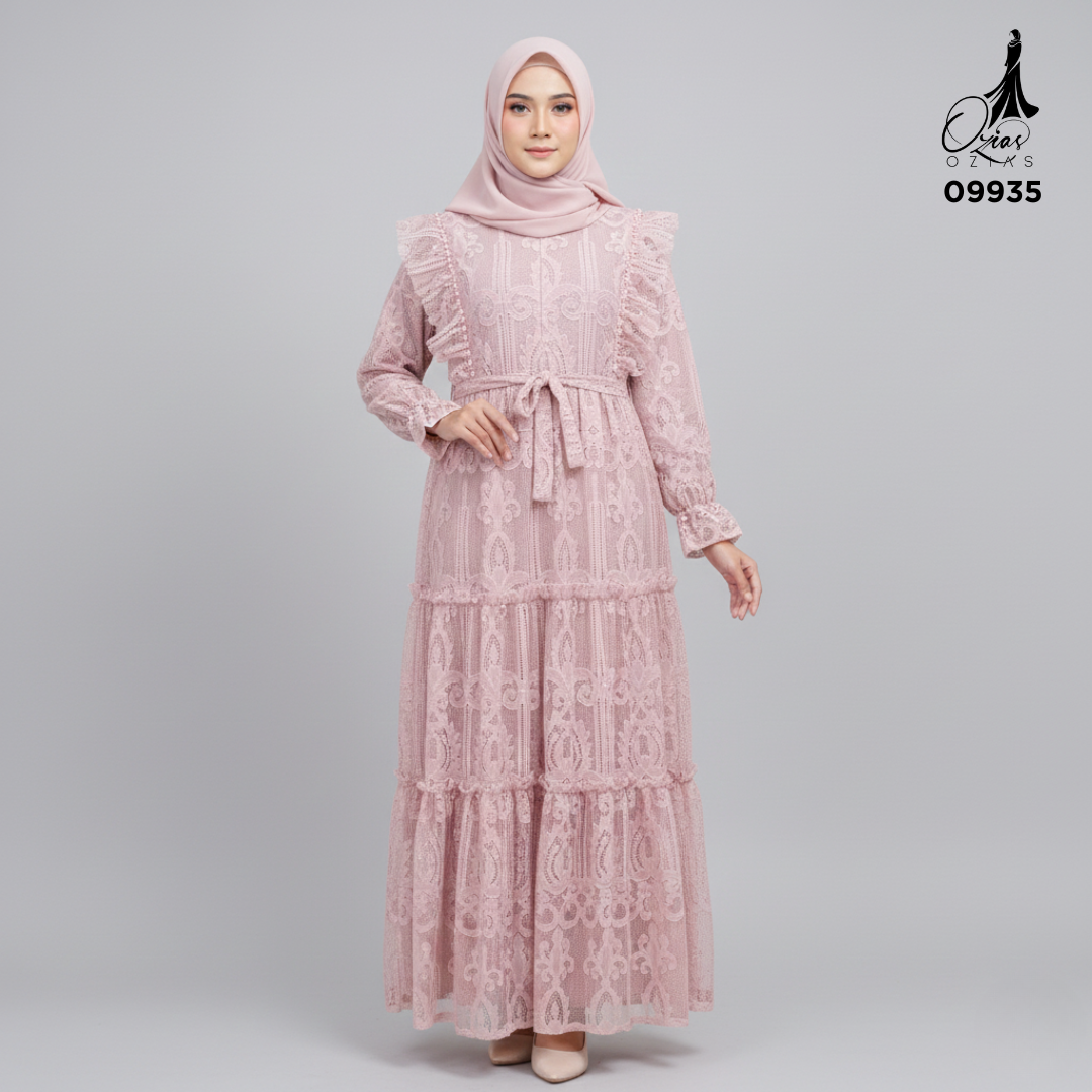 GAMIS OZIAS BROKAT 09935 LD 20 I Gamis Pesta Cantik I Gamis Wisuda 2XL