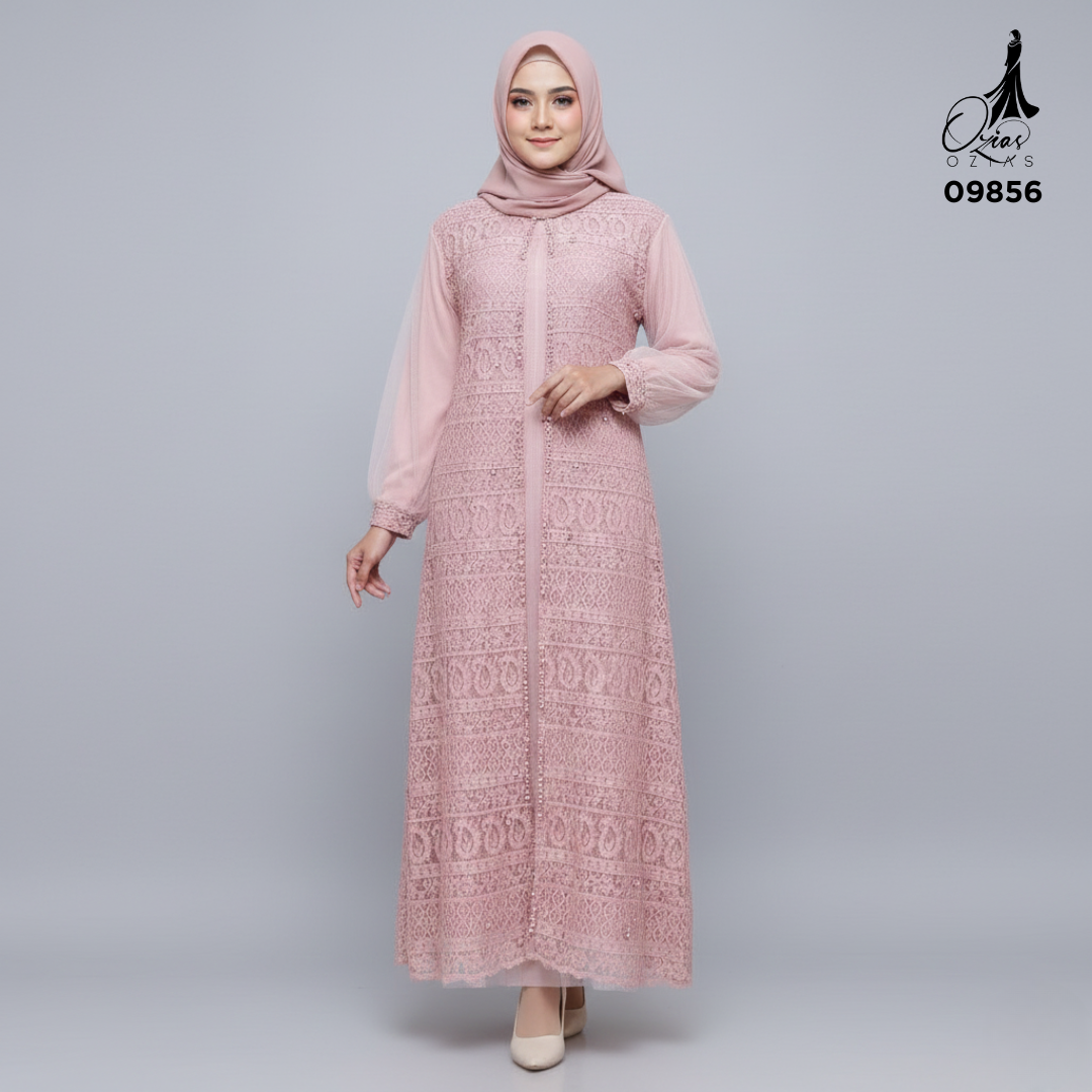 GAMIS OZIAS BROKAT KAGURA 09856 LD 105 & 120 I Gamis Kondangan Cantik I Gamis Pesta Nyaman Panjang Muslim Santai
