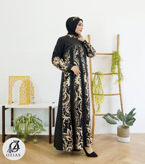 GAMIS OZIAS JETBLACK 03916 LD 105 I Gamis Kondangan Wanita I Gamis Mewah Wisuda