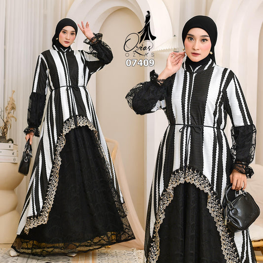 GAMIS OZIAS BROKAT 07410 LD 105 I Gamis Kondangan Wanita I Gamis Fashion Casual
