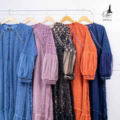 GAMIS OZIAS BROKAT FIMELA 09921 LD 105 & LD 120 I Gamis Mewah Pesta I Fashion Muslim Busui Friendly Fit Motif Nyaman Wanita Dress Panjang Santai Garis