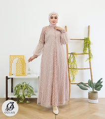 GAMIS OZIAS BROKAT POLKA 09803 LD 105 I Gamis Mewah Kondangan I Gamis Wanita Remaja