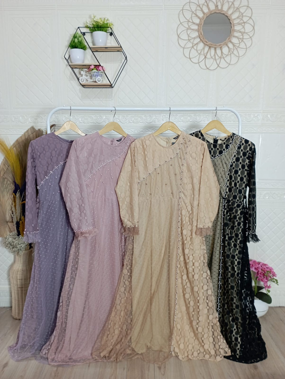 GAMIS OZIAS BROKAT POLKA 09530 LD 105 I Gamis Kondangan Simpel I Gamis Fashion Muslimah