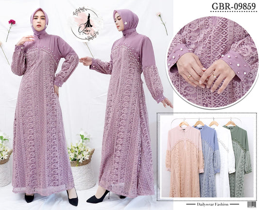 GAMIS OZIAS BROKAT KAGURA 09859 LD 105CM I Gamis Remaja Ngaji I Gamis Busui Friendly Muslim Panjang