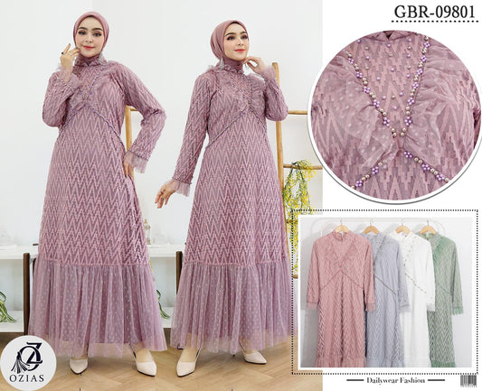 GAMIS OZIAS BROKAT ZIGZAG 09801 LD 105 I Gamis Kondangan Cantik I Gamis Pesta Wanita